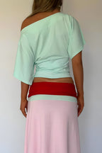 One Shoulder Cropped Fitted Blouse