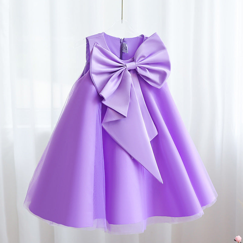 Vestido de primera comunión para niña, vestido formal de princesa, vestido de verano con lazo para fiesta de cumpleaños 
