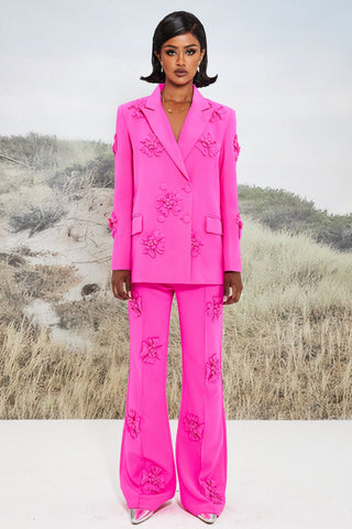 Blazer mit 3D-Blumenmuster und langen Ärmeln 