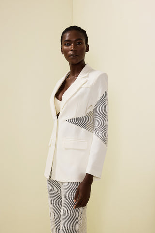 Wavy Line Jacquard Blazer