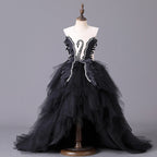 Sommerkleid für Mädchen, luxuriös, mit Schwanenschwanz, Prinzessinnenkleid, Festkleid, Kommunionkleid 