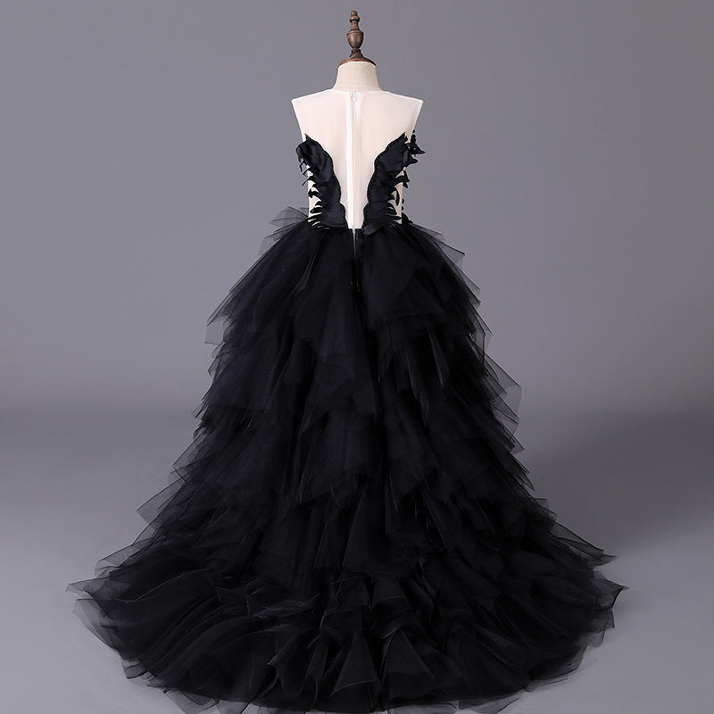 Sommerkleid für Mädchen, luxuriös, mit Schwanenschwanz, Prinzessinnenkleid, Festkleid, Kommunionkleid 
