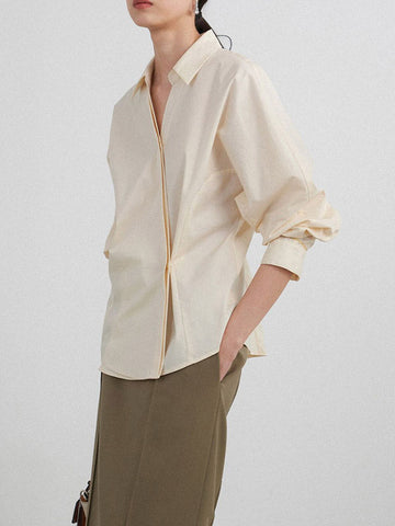 Loose Buttoned Solid Color Long Sleeves Lapel Blouses&Shirts Tops + Skirts Bottom + Notched Collar Blazer Outerwear Three Pieces Set