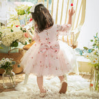 Vestido de niña de verano con estampado de flores rosas para comunión, bonito vestido de princesa 