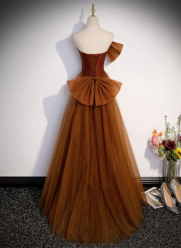 Meerjungfrauen-Tüll-Satin-Trägerloses langes Partykleid Abendkleid Ballkleid