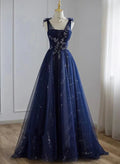 Vestido de Fiesta Princesa Línea A de Tul con Cuentas y Escote en V Vestido de Fiesta de Graduación de Tul Brillante