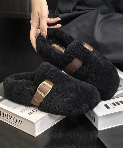 Lila Kunstfell Warme Hausschuhe Schuhe Stilvolle Spleißen 