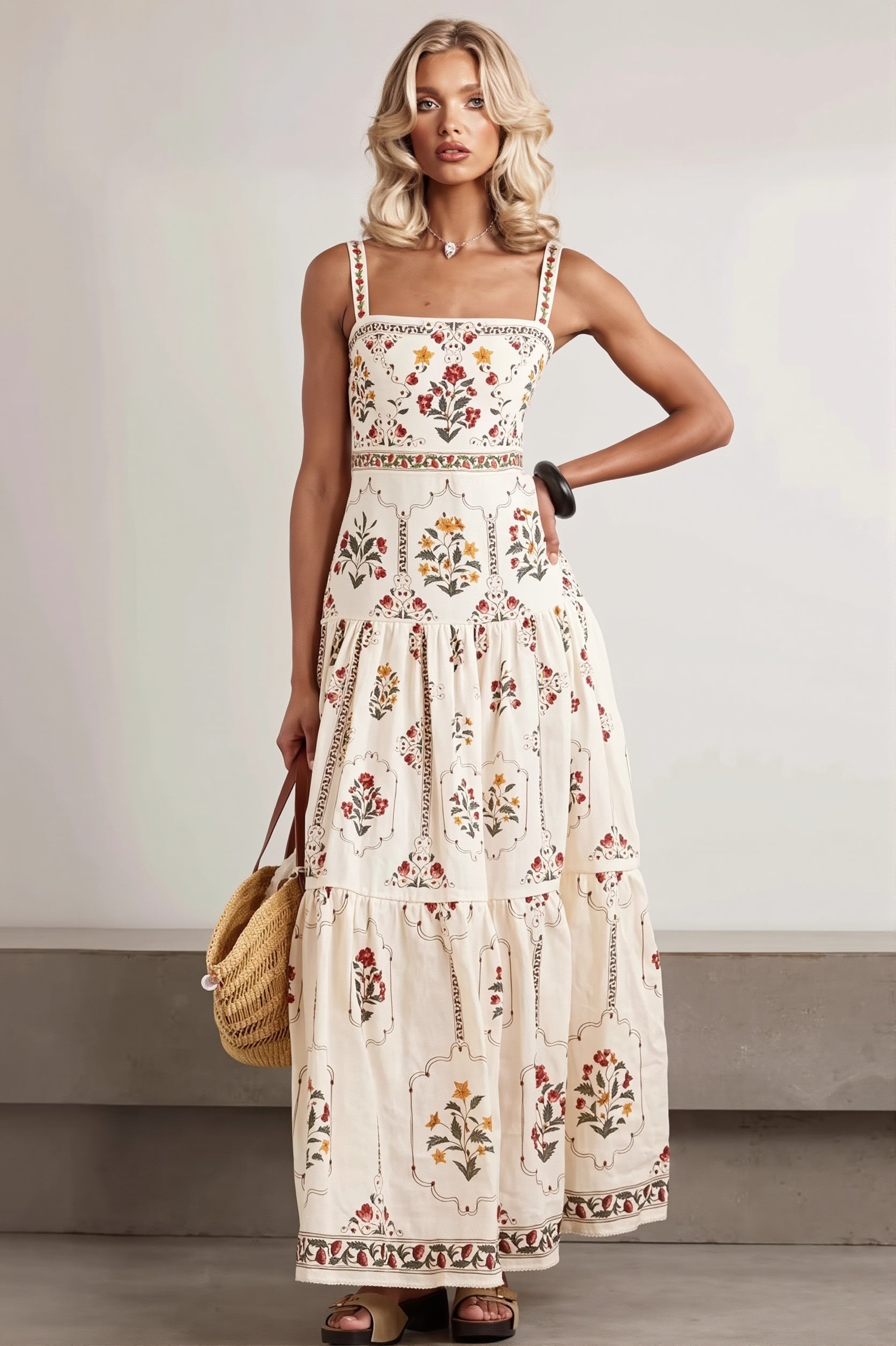 Floral Patchwork Long Boho Dress