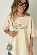 Minimalist Casual Cotton Letter Print Short Sleeve T-shirt