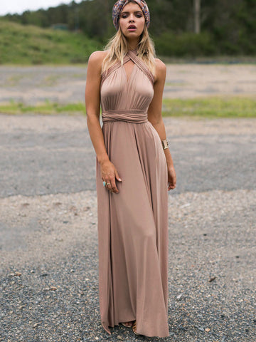 Vestido maxi sexy de cumpleaños sin mangas con escote pronunciado y espalda descubierta, vestido de noche de color sólido 