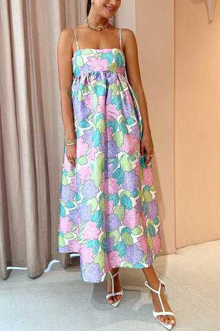 Garden Goddess – A-Linien-Midikleid mit Blumenmuster und Schleife auf der Rückseite 