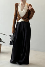 Patchwork Layered Halter Long Sleeve Tee