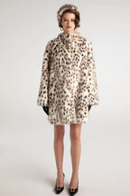 Leopard Print Faux Fur Trench Coat