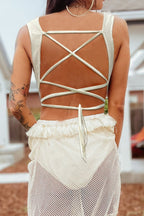 Sleeveless Tassel Mesh Maxi Dress