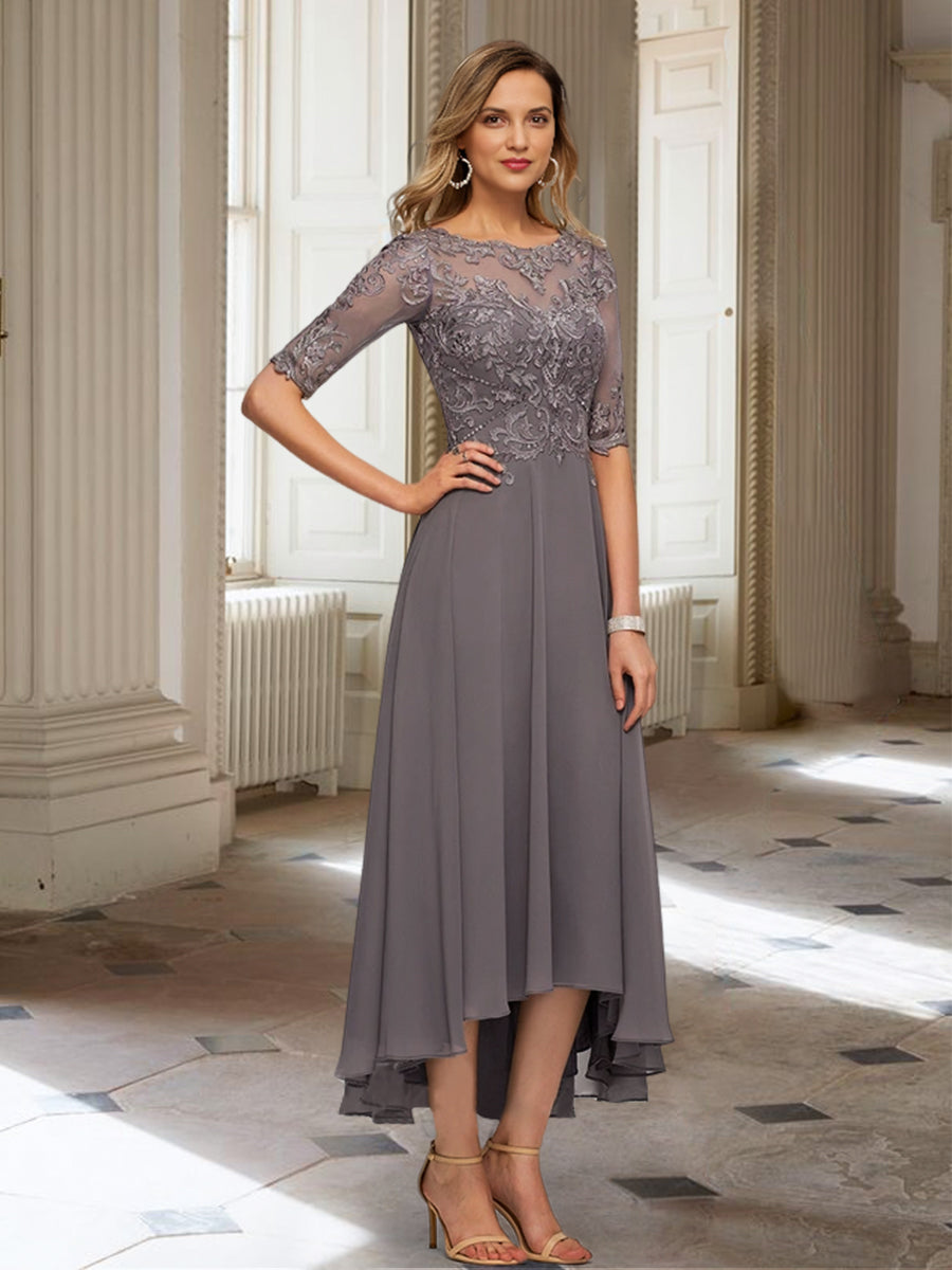 A-Linien-/Prinzessinnen-Kleider mit halben Ärmeln und Applikationen für die Mutter der Braut 