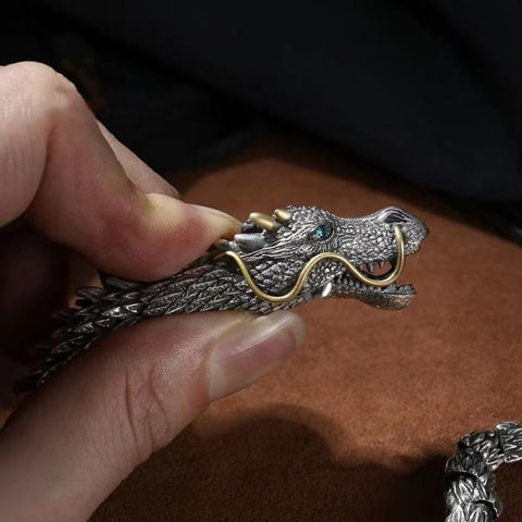 Sterling Silver Handmade Dragon Chain Bracelet