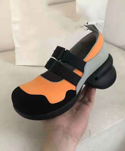 Zapatos de ballet con tacones altos, estilo elegante, de piel sintética con hebilla y correa de color block 