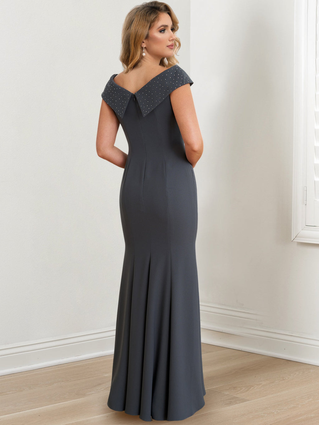 Etui-/Säulenkleid mit Rundhalsausschnitt, bodenlang, für die Mutter der Braut 
