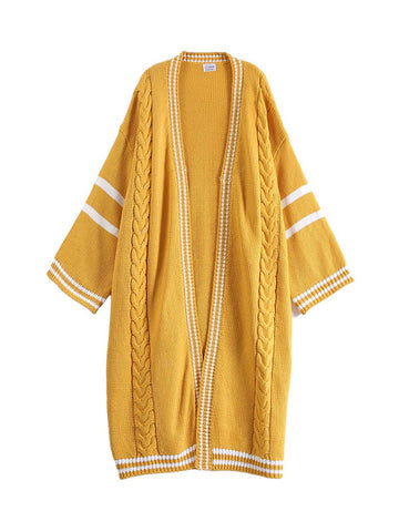 Urban Loose Cardigan-Mantel mit Streifen in Kontrastfarbe 