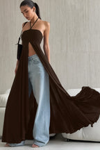 Versatile Flowy Slit Halter Slim Blouse