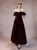 A-Line Velvet Long Prom Dress Formal Dress