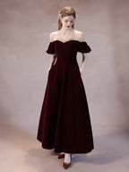 A-Line Velvet Long Prom Dress Formal Dress