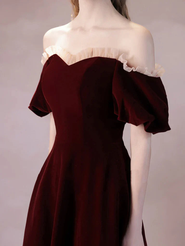 A-Line Velvet Long Prom Dress Formal Dress