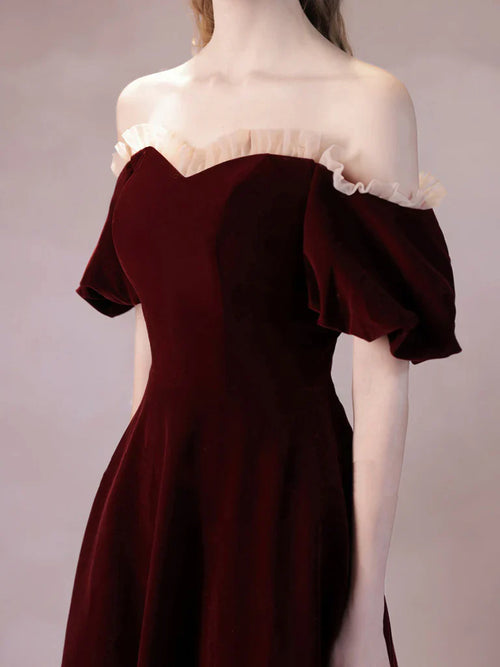 A-Line Velvet Long Prom Dress Formal Dress