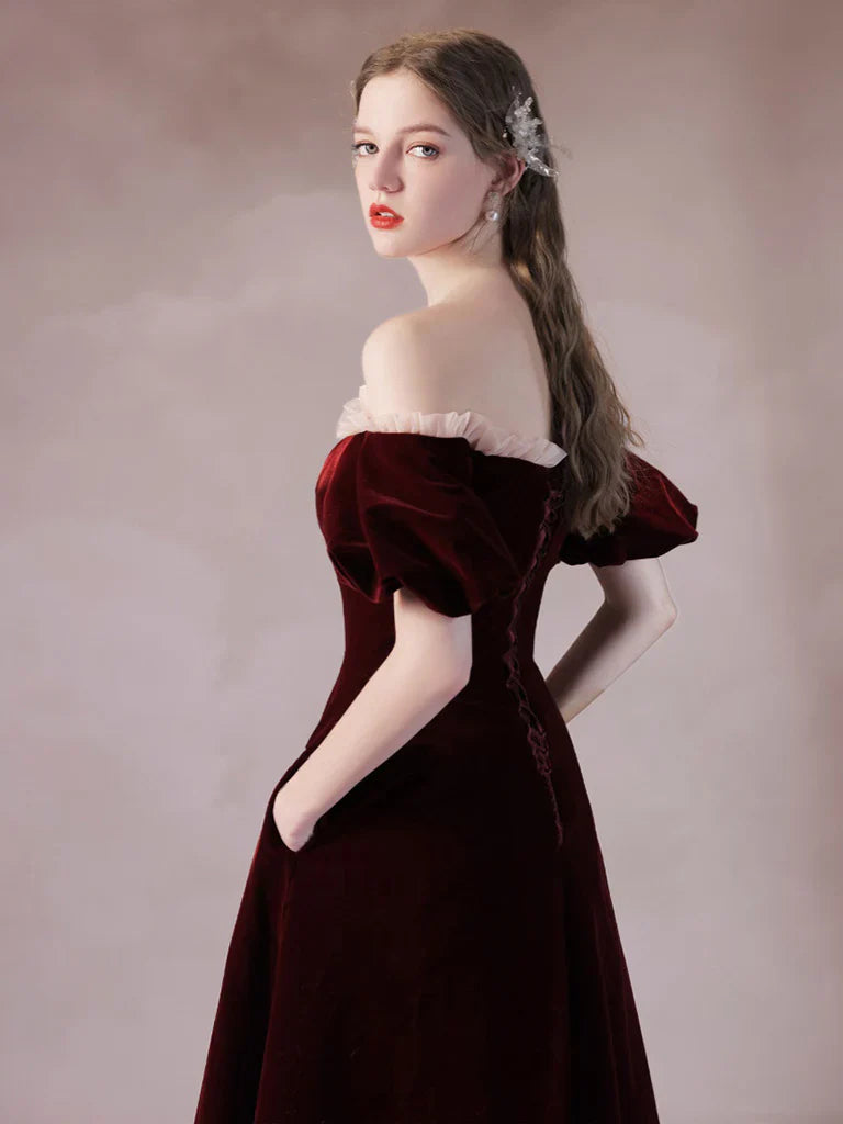 A-Line Velvet Long Prom Dress Formal Dress
