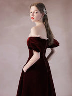 A-Line Velvet Long Prom Dress Formal Dress