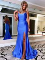 Vestido de fiesta de jersey con tirantes finos y corte sirena