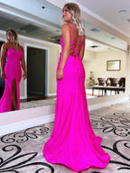 Vestido de fiesta de jersey con tirantes finos y corte sirena