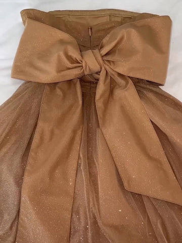 TARUXY Glänzende Pailletten Abendkleid Frauen Off Schulter Schlank Rüschen Mini Kleider Dame Party Bogen Bandage Sexy Rückenfreies Kleid Frau 