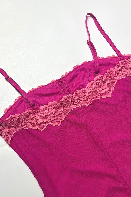 Lace Trim Wrap Cami Maxi Dress