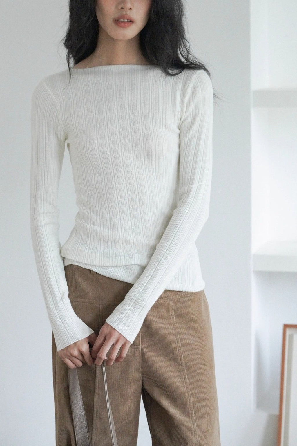 Semi-Sheer Unique Fitted Knit Top