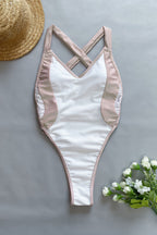Sexy Color Block Chic Cut Out One Piece Swimwear