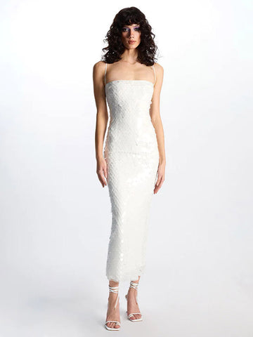 Sparkle Maxi Dress Spaghetti Straps Backless Sequins Prom Dresses