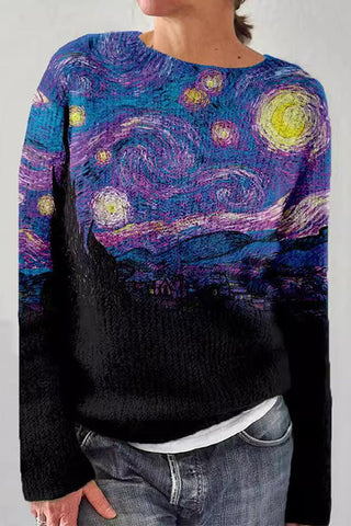 Suéter casual estampado de manga larga y cuello redondo Meridress (3 diseños)