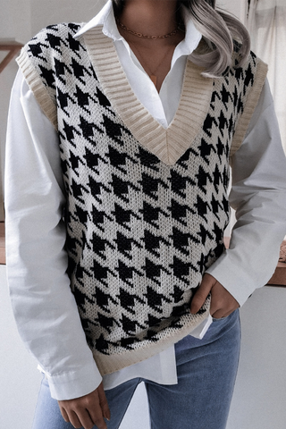 Casual Print Split Joint V Neck Tops