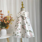 Baby Girl Dress Toddler Birthday Party Flower Printing Bow Communion Dress