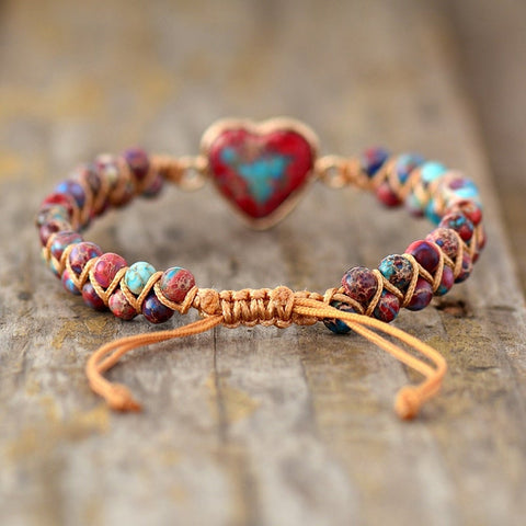 Pulsera de jaspe corazón apasionado 
