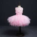 Sommer-Kommunionkleid für Mädchen, ärmellos, Paillettenstickerei, Schleppe, Prinzessinnenkleid 
