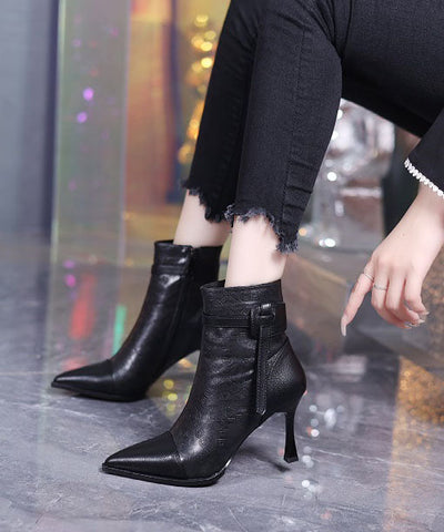 Khaki Stiefel Stiletto Kunstleder Handgefertigt Spleißen Spitzschuh 