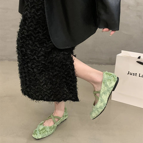 Retro Style Slip On Women Ballet Flats Fashion Elegant Cross Ladies Comfort Soft Sole Mary Jane Shoes