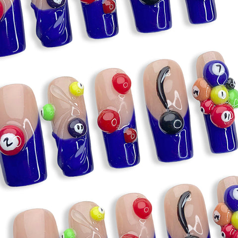 Billiards TimeCarefully designed pure handmade press-on gel nails