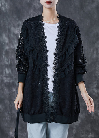 Bohemian Black Oversized Patchwork Lace Cardigan Spring