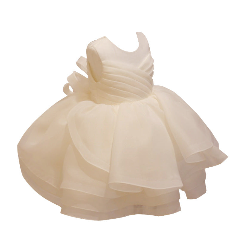 Vestido de princesa de malla abullonada elegante de verano para primera comunión de niña pequeña 
