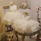Vestido de princesa de malla abullonada elegante de verano para primera comunión de niña pequeña 