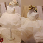Vestido de princesa de malla abullonada elegante de verano para primera comunión de niña pequeña 