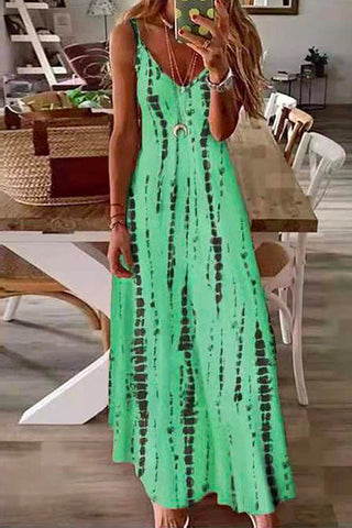Meridress V Neck Tie Dye Swing Maxi Cami Dress